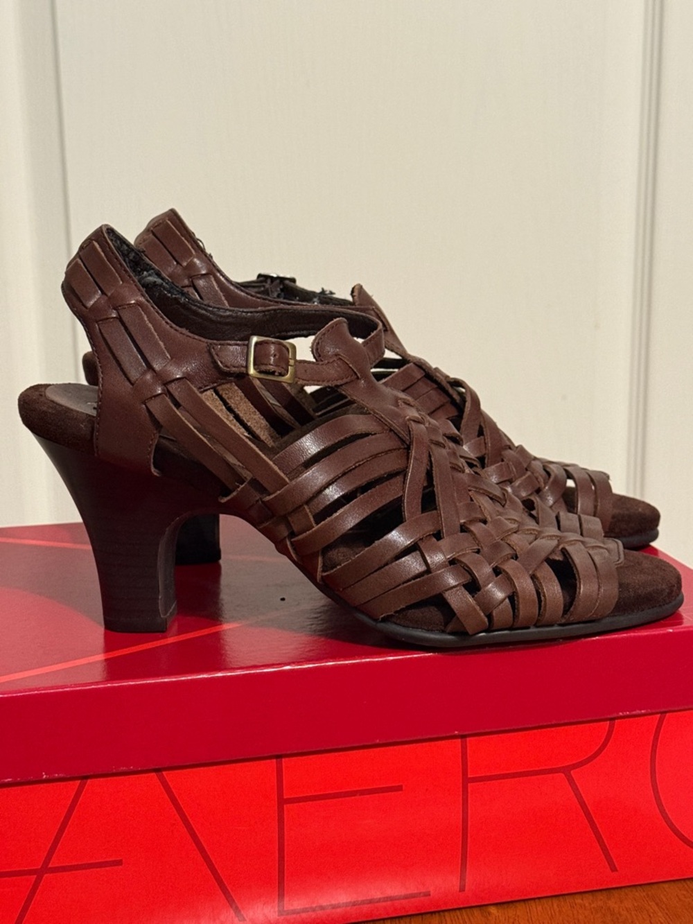 Aerosoles Brown Woven Leather Heels | Size 8.5 | Comfort + Style
